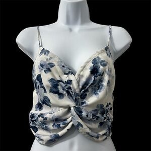 Abercrombie & Fitch Women's S Floral Smocked Knot Crop Top Y2K Babydoll Boho